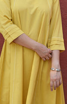 Yellow A line Cotton Kurta with Panels and Yellow Pyjama - CiceroniKurta Set, Everyday WearHouse of Moxa