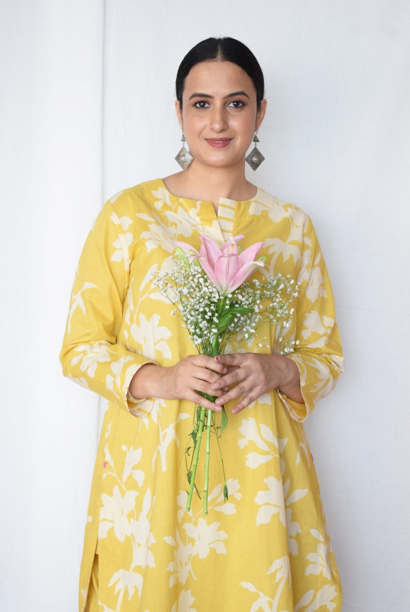 Yellow Floral Co - ord Set - CiceroniKurta Set, Everyday WearHouse of Moxa