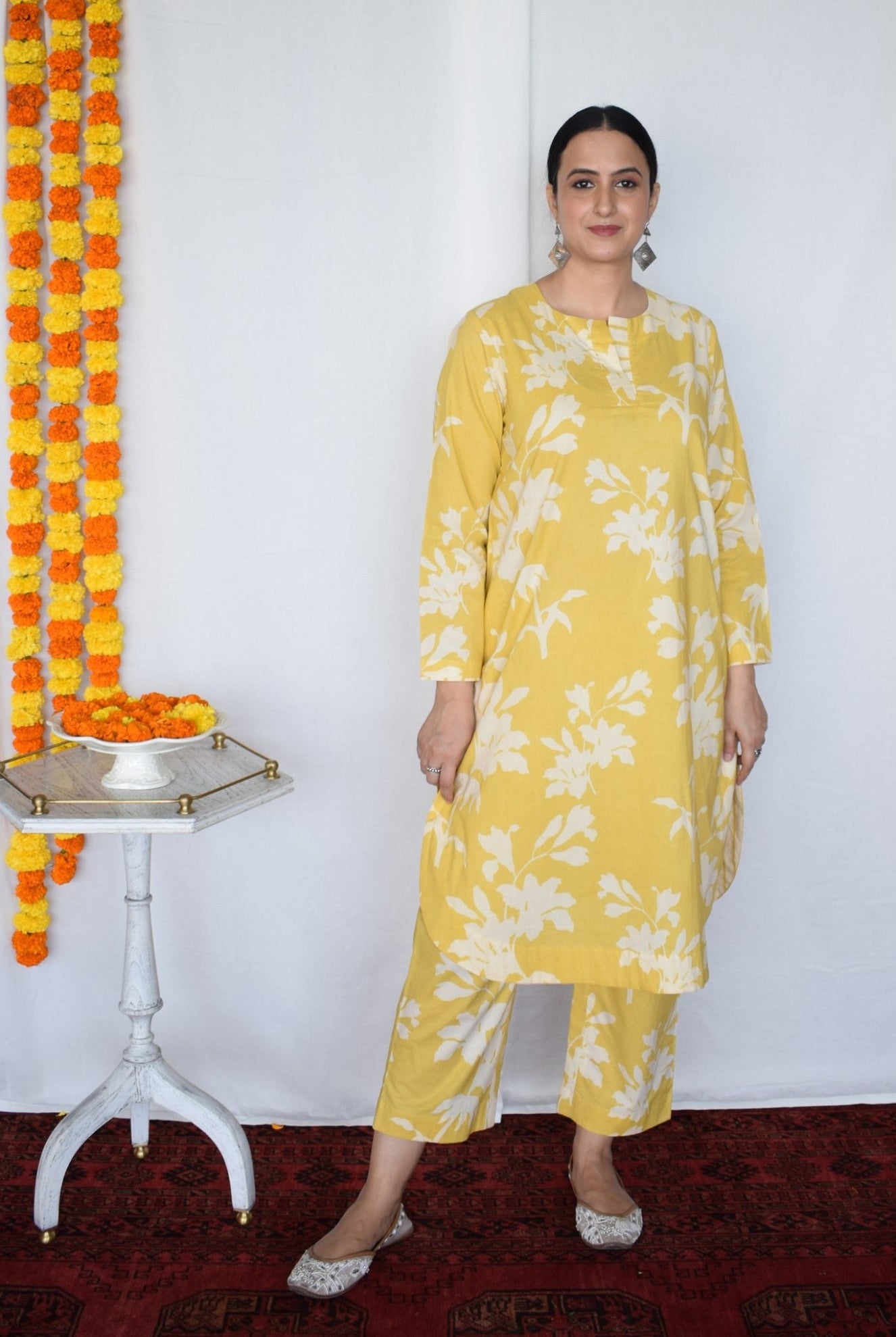 Yellow Floral Co - ord Set - CiceroniKurta Set, Everyday WearHouse of Moxa