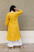 Yellow Polka Dot Jamdani Phiran with White Pyjama - CiceroniKurta Set, Everyday WearHouse of Moxa