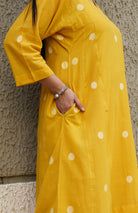 Yellow Polka Dot Jamdani Phiran with White Pyjama - CiceroniKurta Set, Everyday WearHouse of Moxa