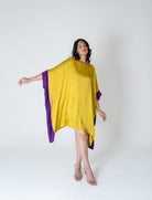 Yellow - Purple Short Kaftan Dress - CiceroniDressesNeora
