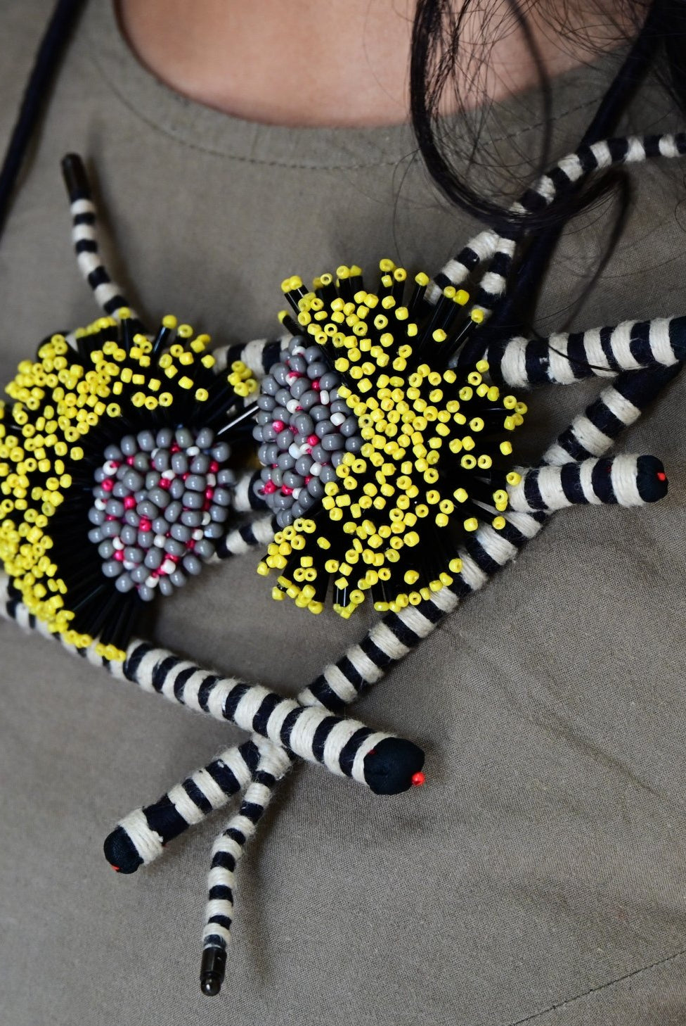 Yellow Wildflower Statement Necklace - CiceroniNeckpieceBandish