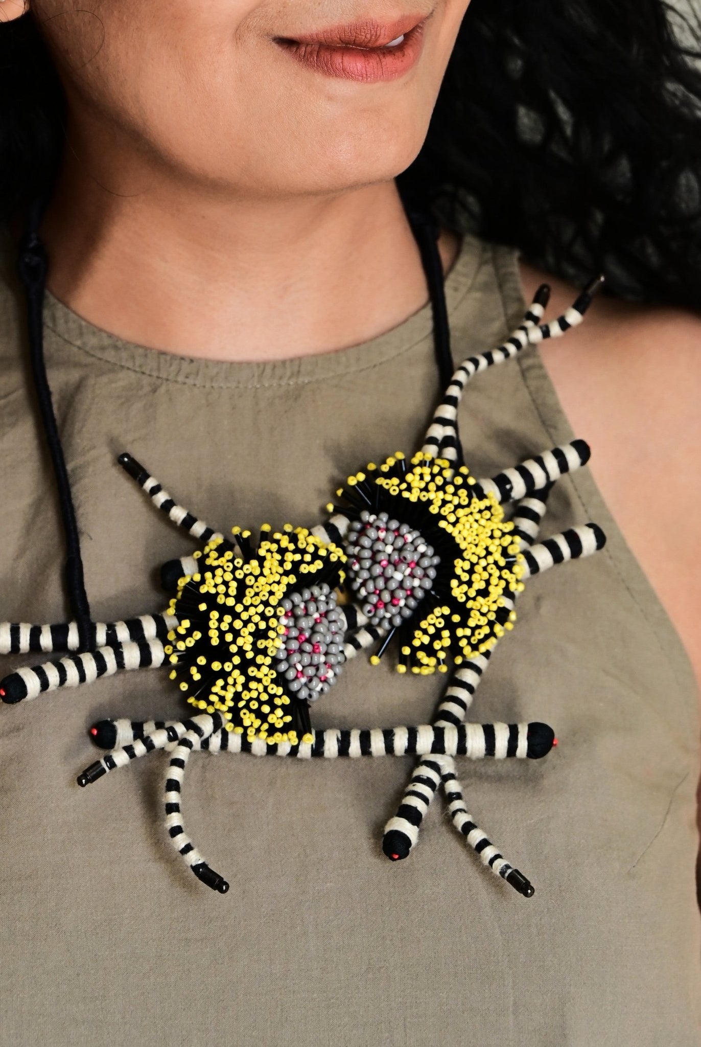 Yellow Wildflower Statement Necklace - CiceroniNeckpieceBandish