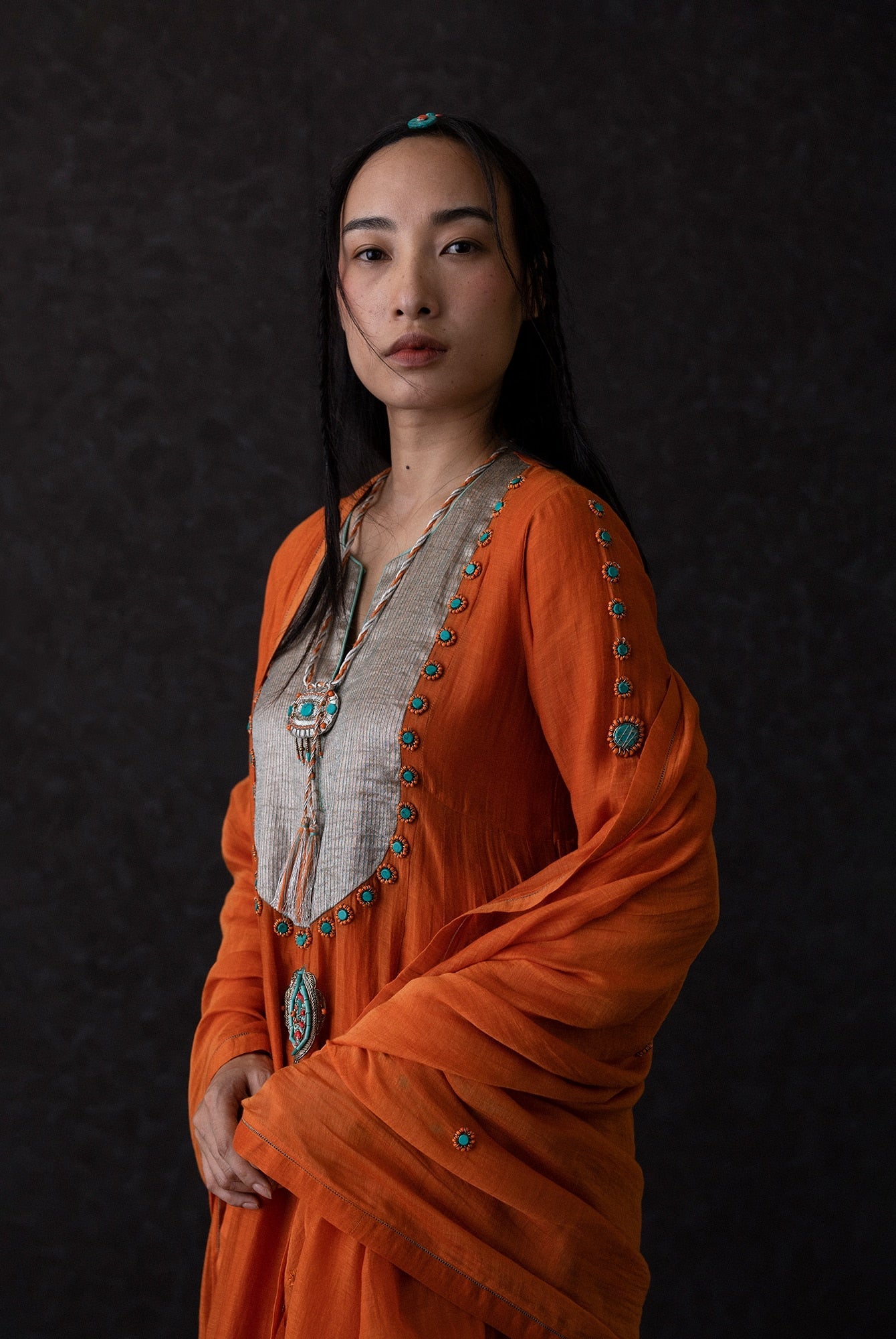 Yudron Orange Kurta - CiceroniKurta Set, Festive WearShades of India