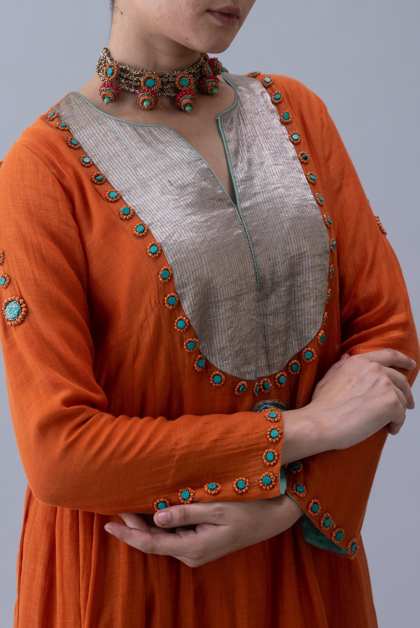 Yudron Orange Kurta - CiceroniKurta Set, Festive WearShades of India