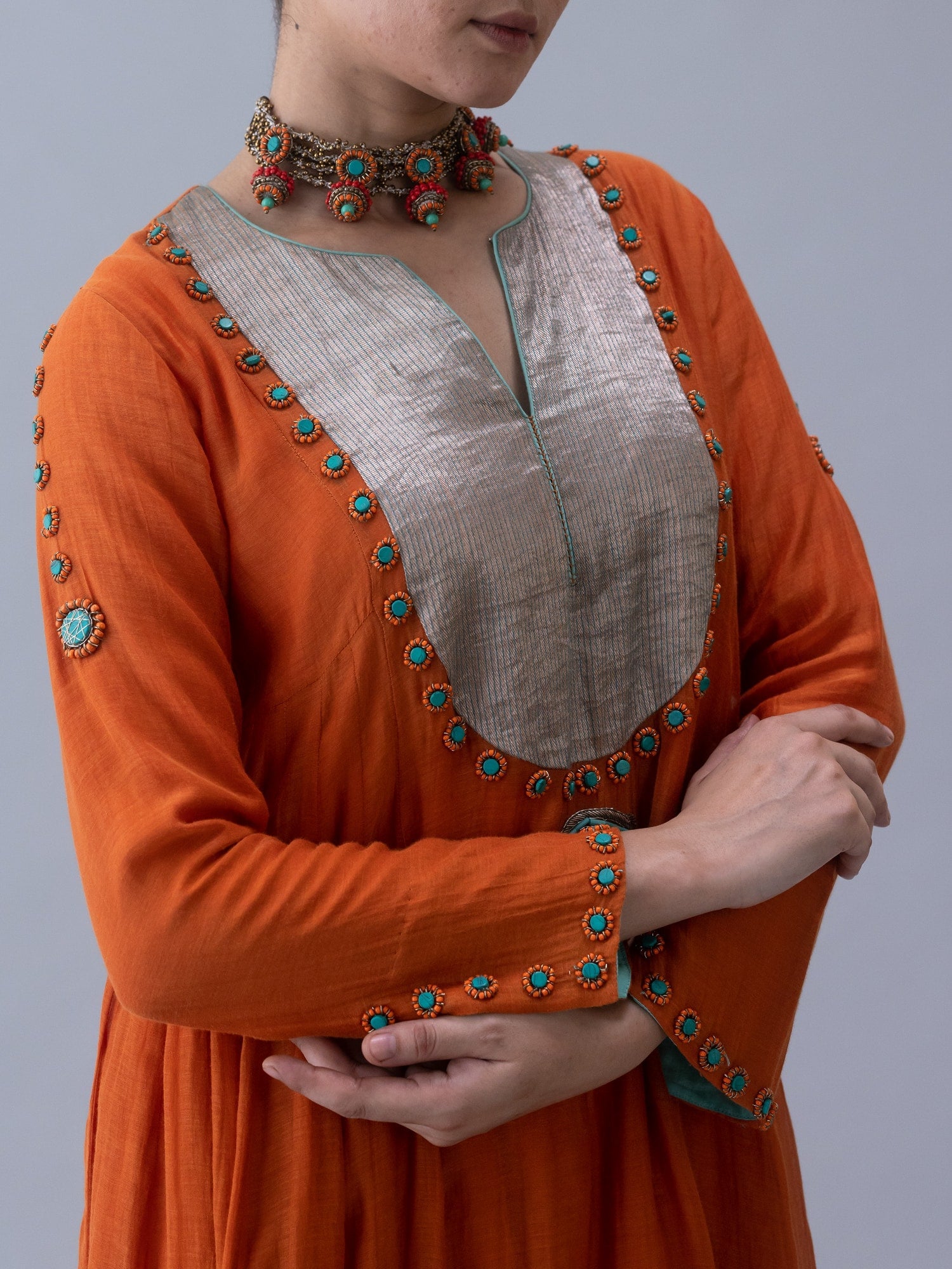 Yudron Orange Kurta - CiceroniKurta Set, Festive WearShades of India