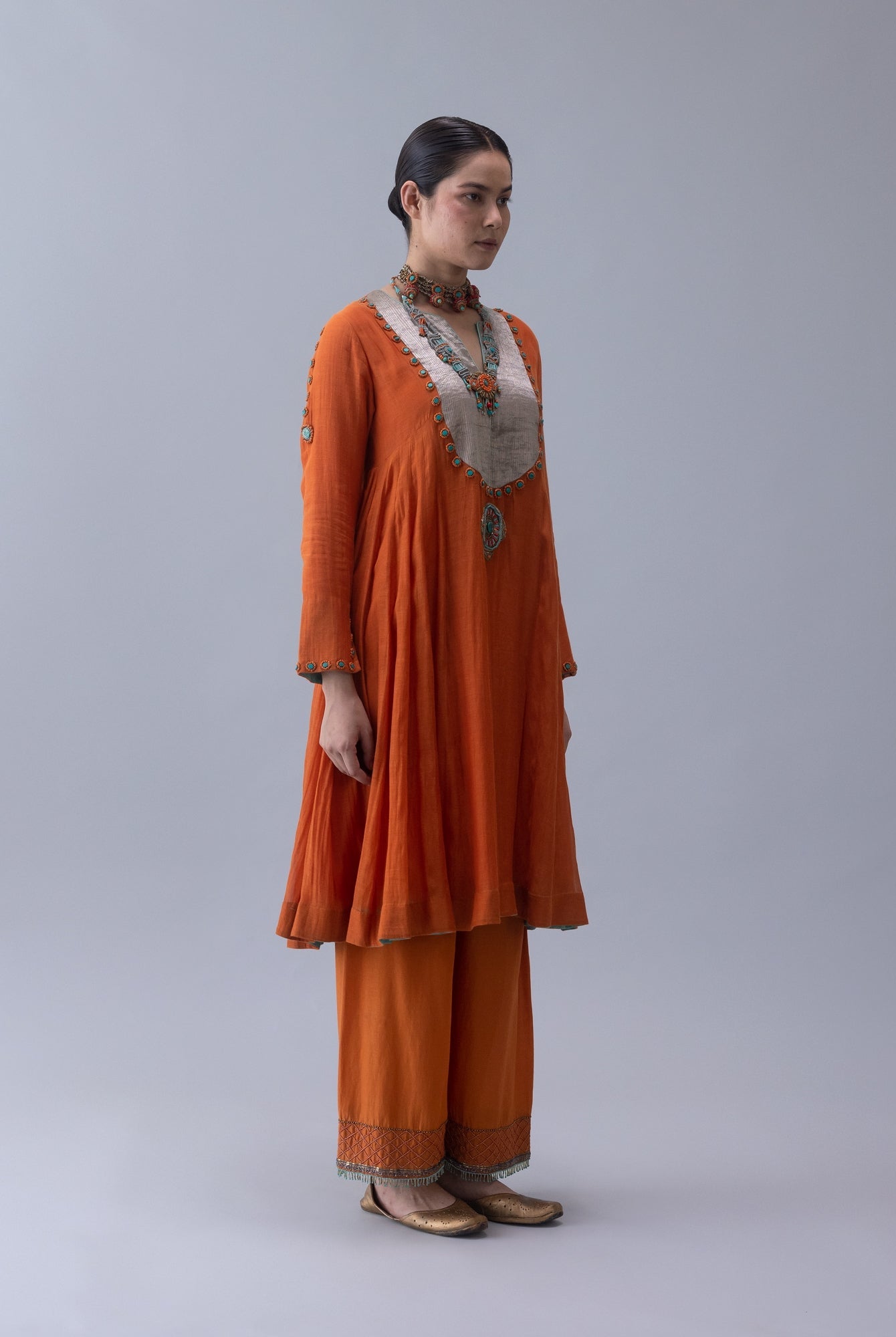 Yudron Orange Kurta - CiceroniKurta Set, Festive WearShades of India