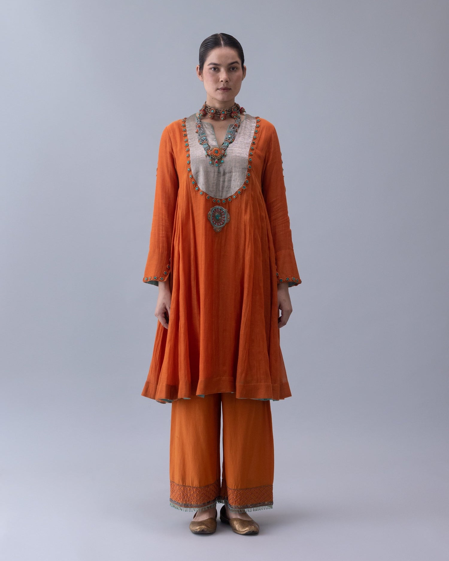 Yudron Orange Kurta - CiceroniKurta Set, Festive WearShades of India