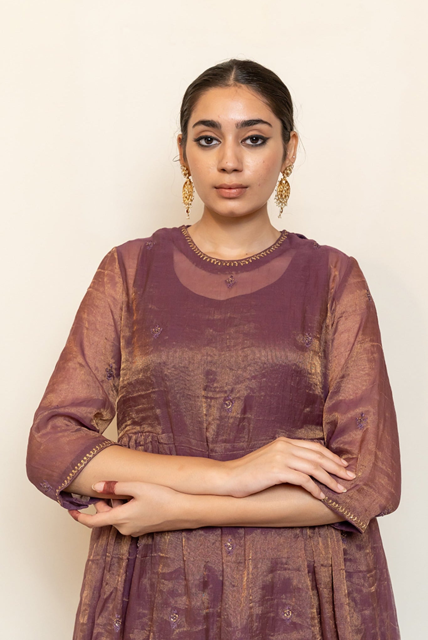 Zareen Gharara Set - Aubergine (Set of 3) - CiceroniKurta Set, Festive wearNirjara