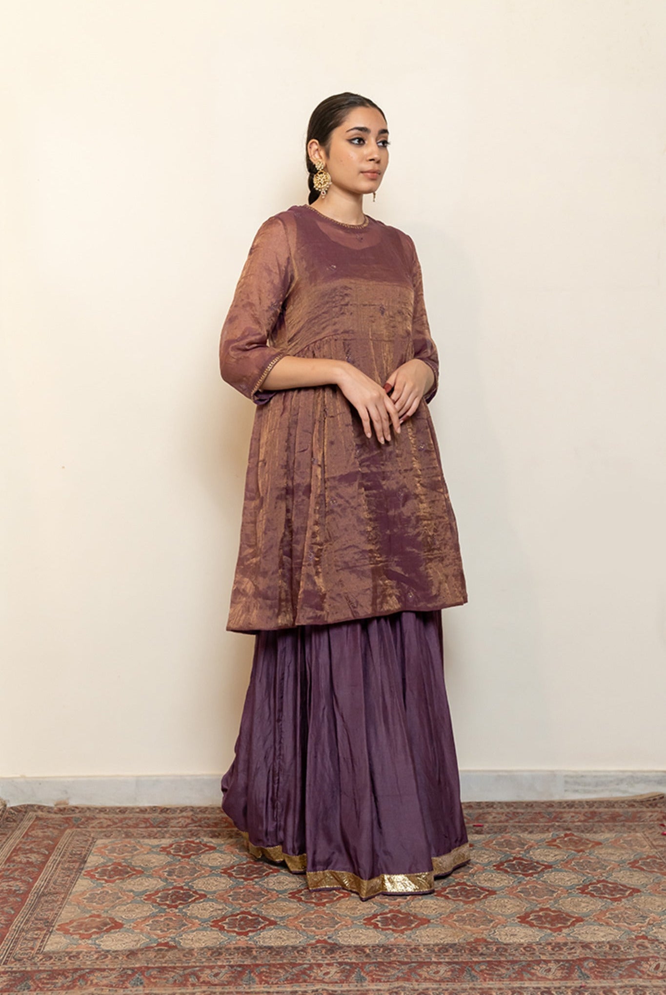 Zareen Gharara Set - Aubergine - CiceroniKurta Set, Festive wearNirjara