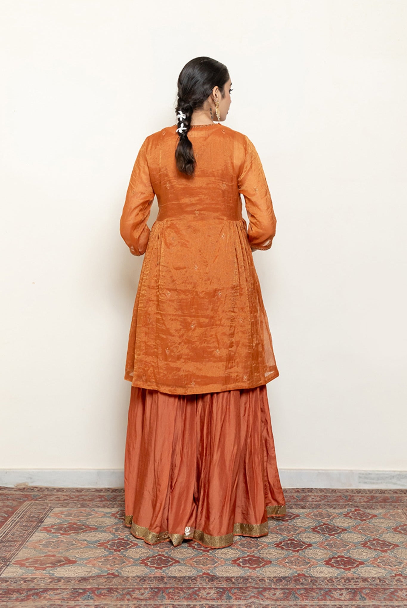 Zareen Gharara Set - Rust (Set of 3) - CiceroniKurta Set, Festive wearNirjara
