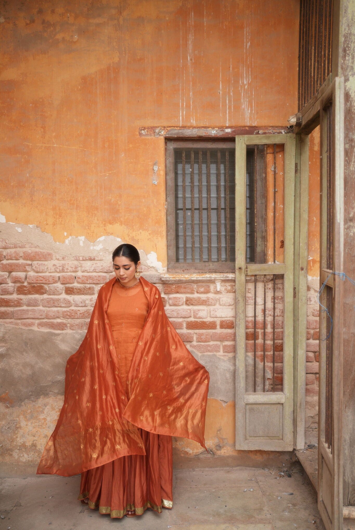 Zareen Gharara Set - Rust (Set of 3) - CiceroniKurta Set, Festive wearNirjara