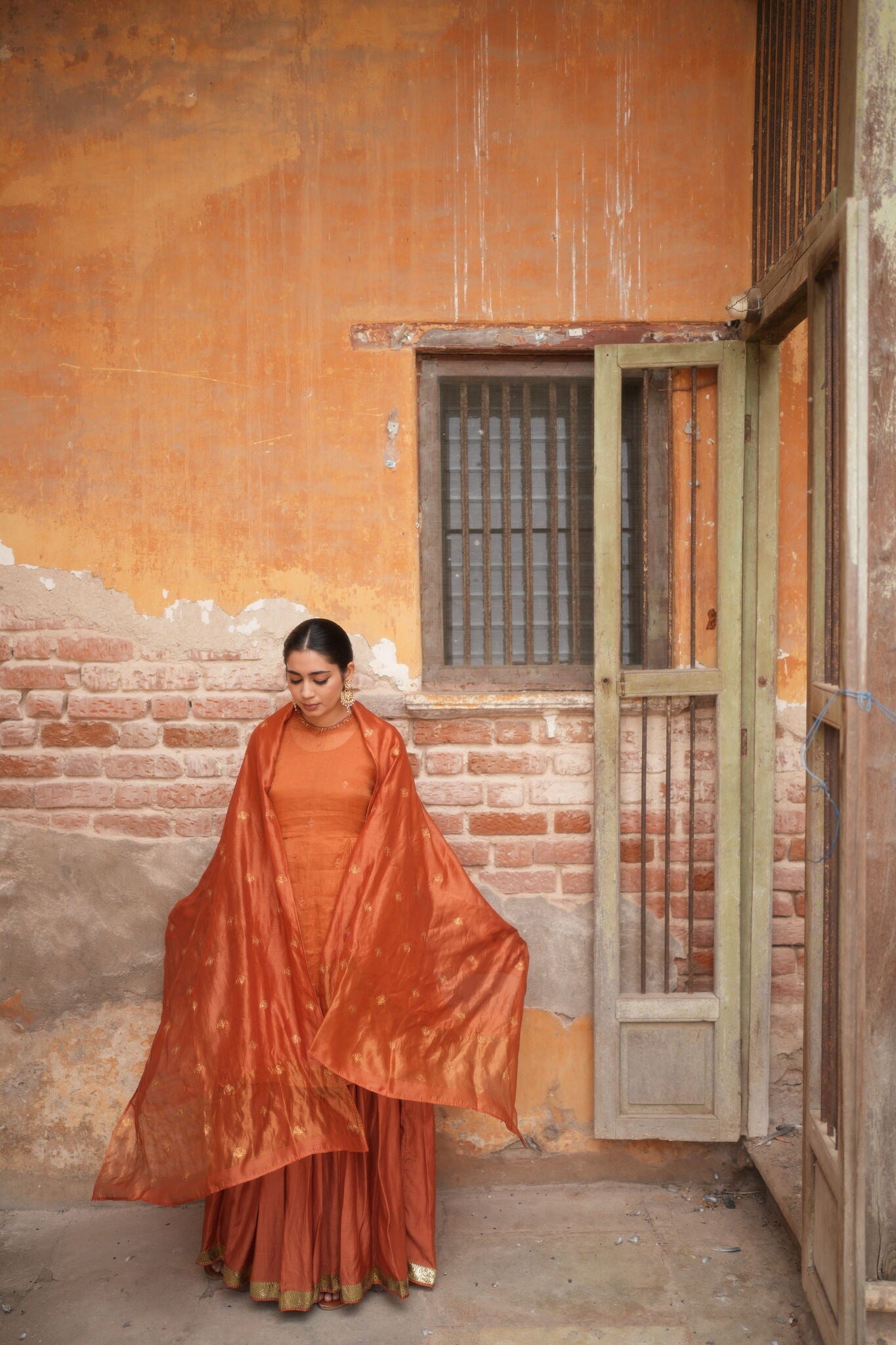 Zareen Gharara Set - Rust (Set of 3) - CiceroniKurta Set, Festive wearNirjara