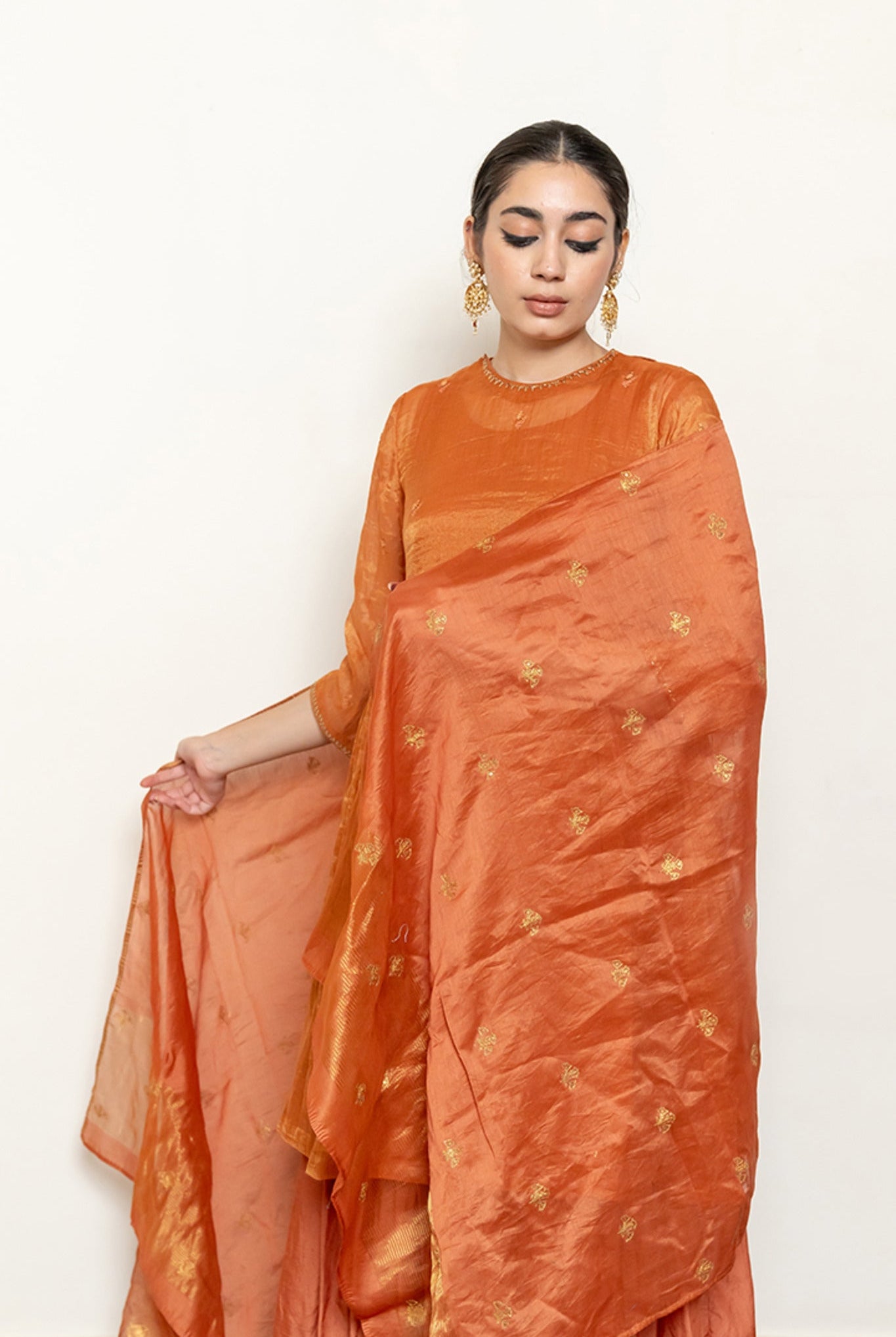 Zareen Gharara Set - Rust (Set of 3) - CiceroniKurta Set, Festive wearNirjara