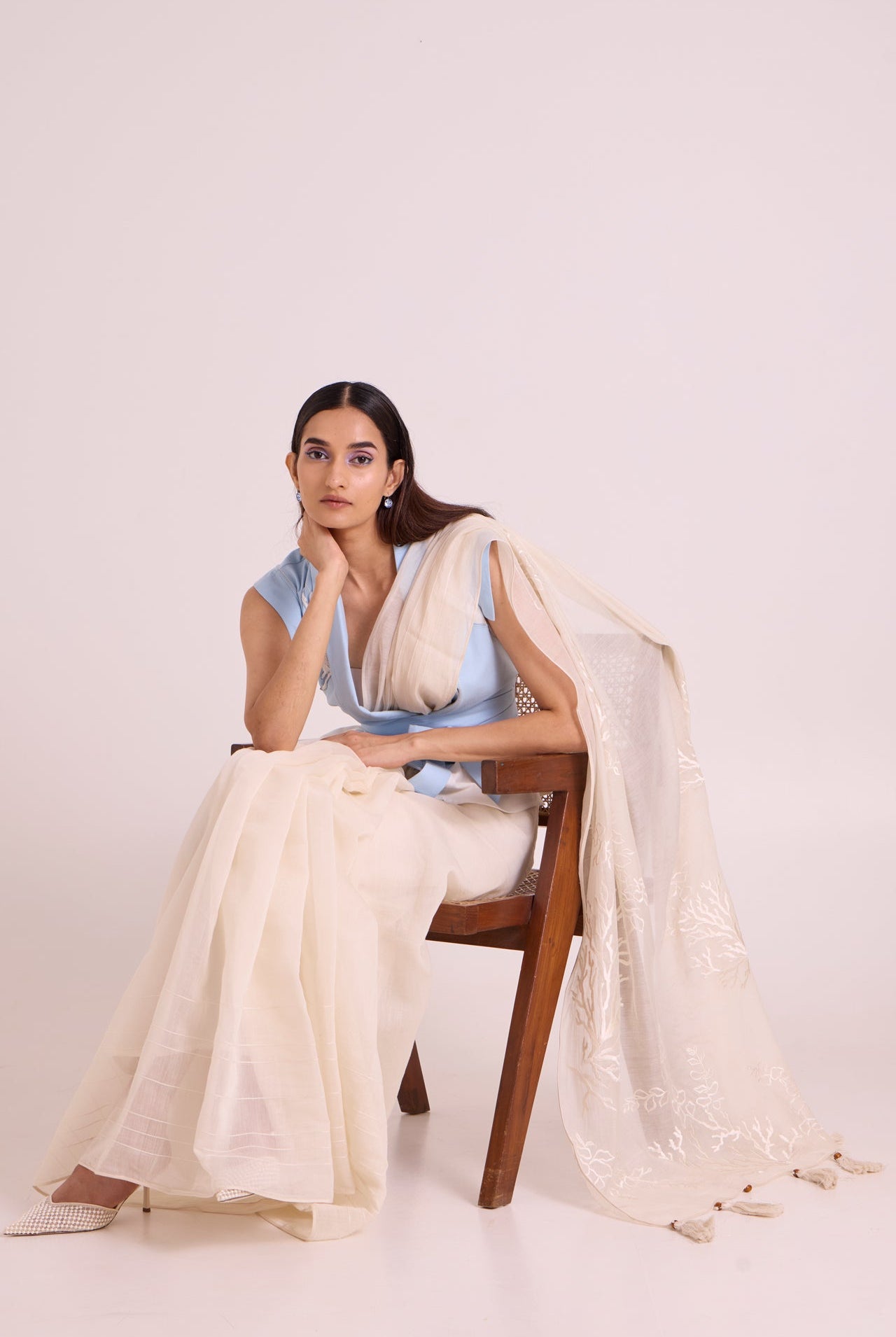 Zarya - Wrapped Vest & Embroidered Saree - CiceroniSareeMadder Much