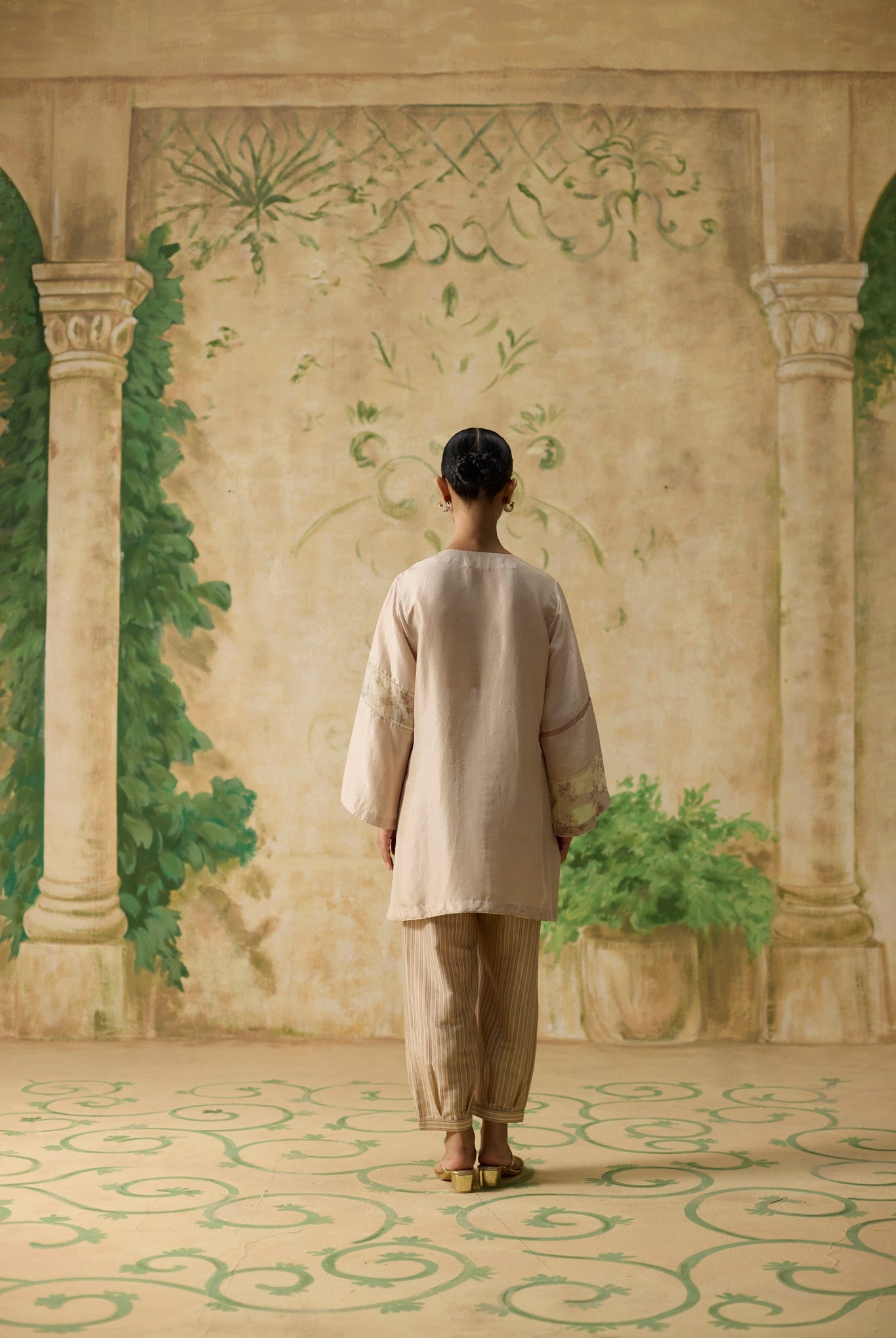 Zinnia Kurta Set - Pink and Beige - CiceroniKurta Set, Festive WearKhyati Rughani