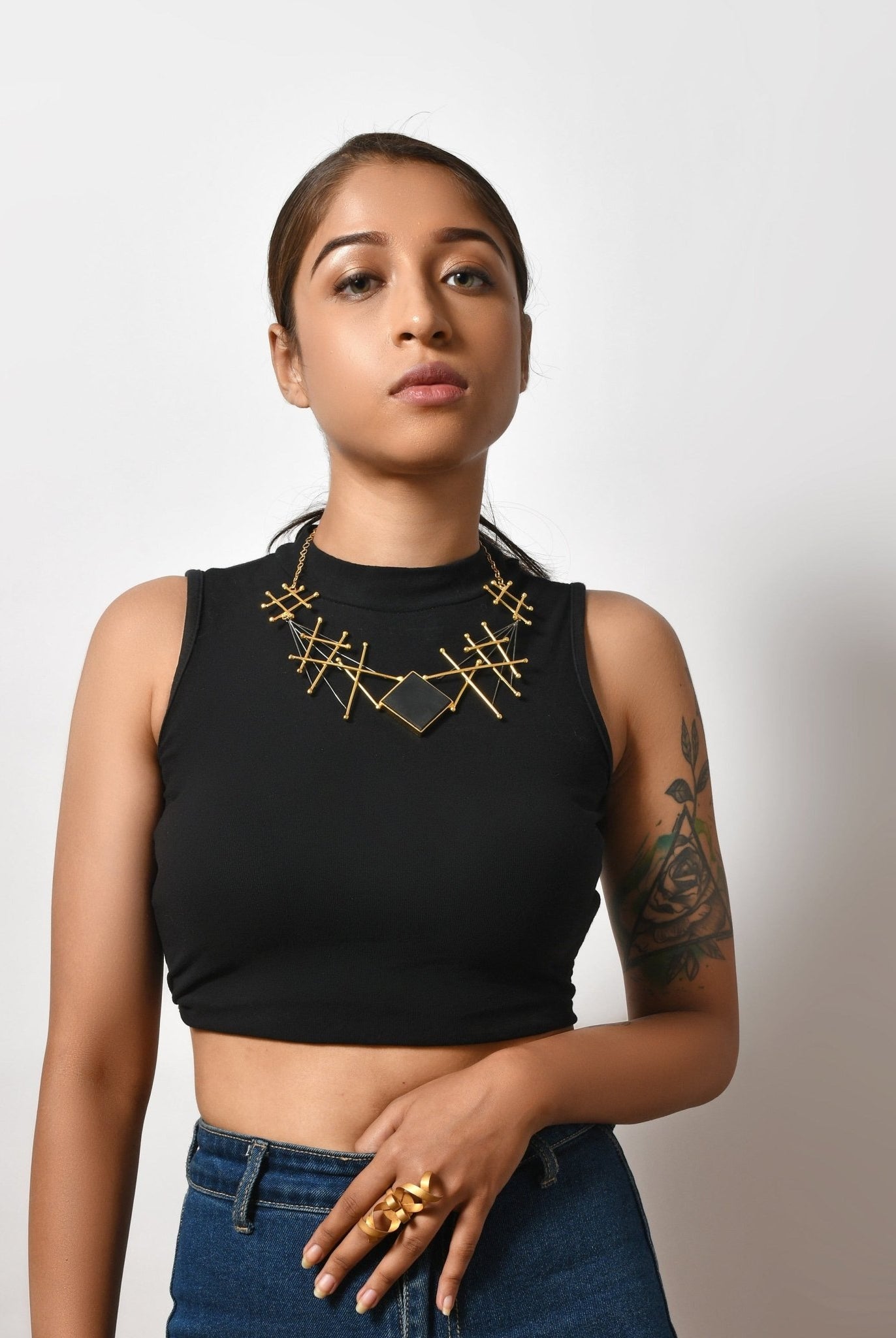 A Web Of Gold Neckpiece - CiceroniNeckpieceZaza by Somya