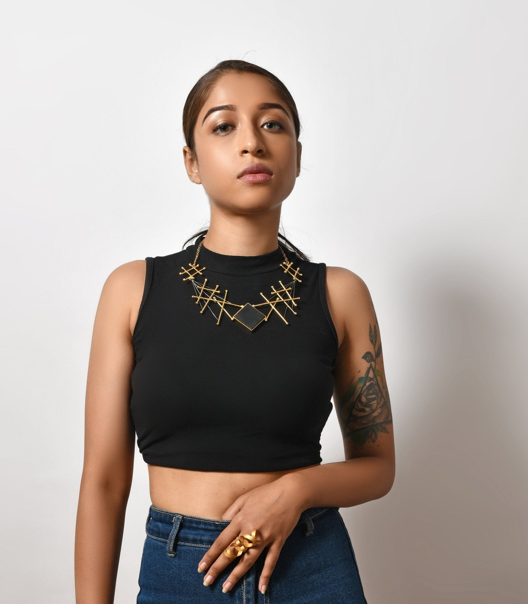 A Web Of Gold Neckpiece - CiceroniNeckpieceZaza by Somya