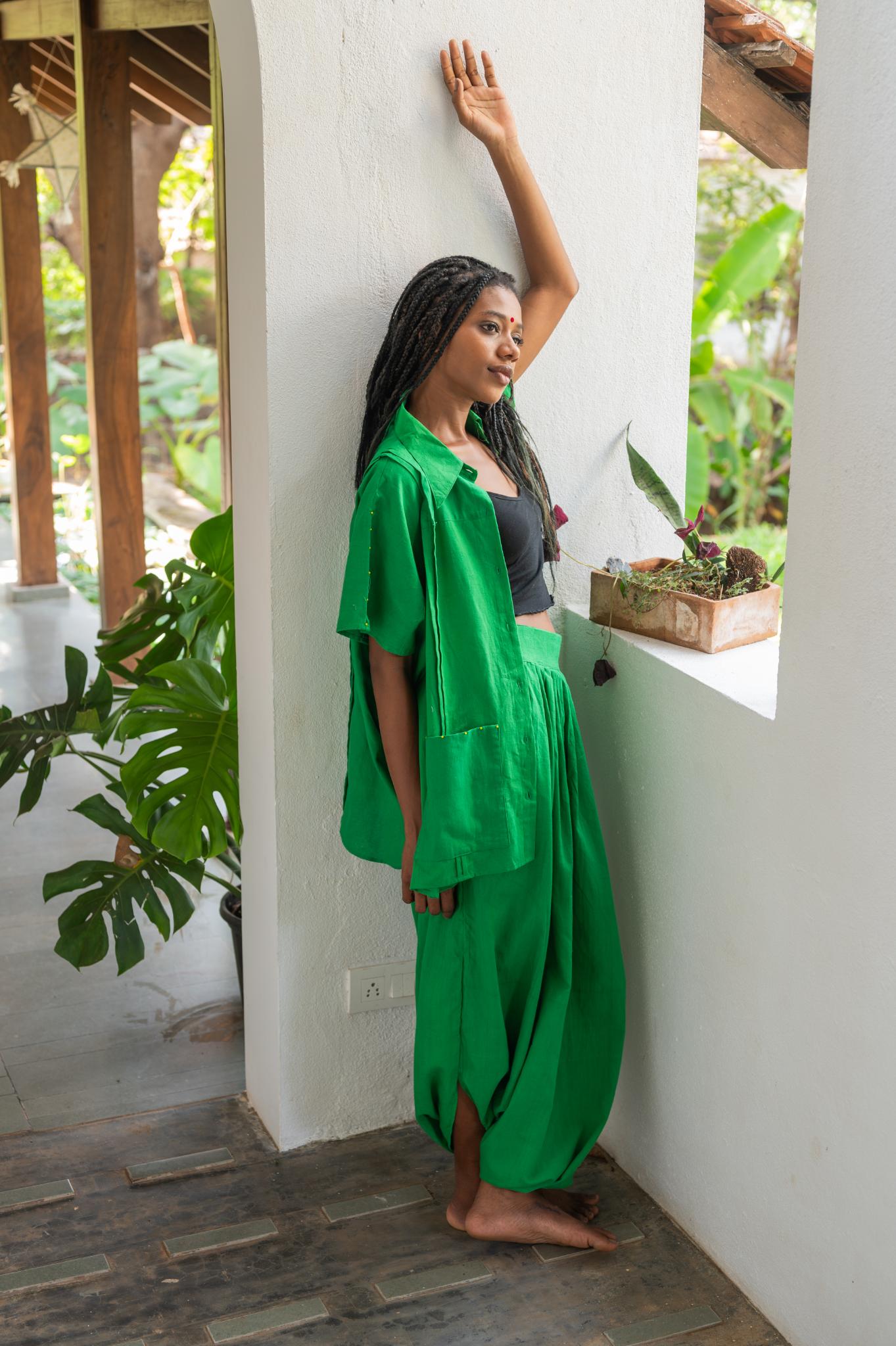 Aastey Green Kaftan Mul Set - CiceroniCo-ord SetPrathaa