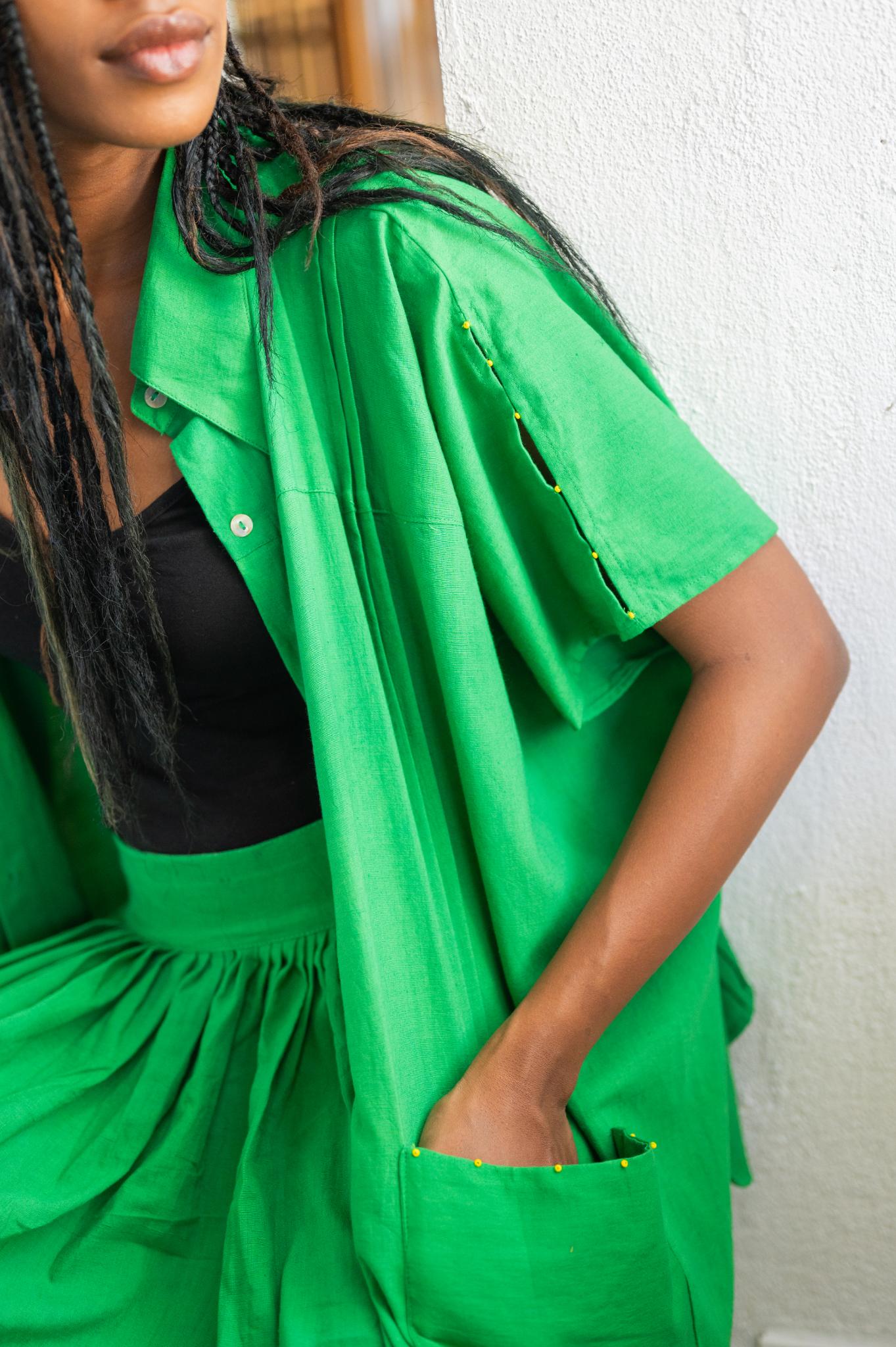 Aastey Green Kaftan Mul Set - CiceroniCo-ord SetPrathaa