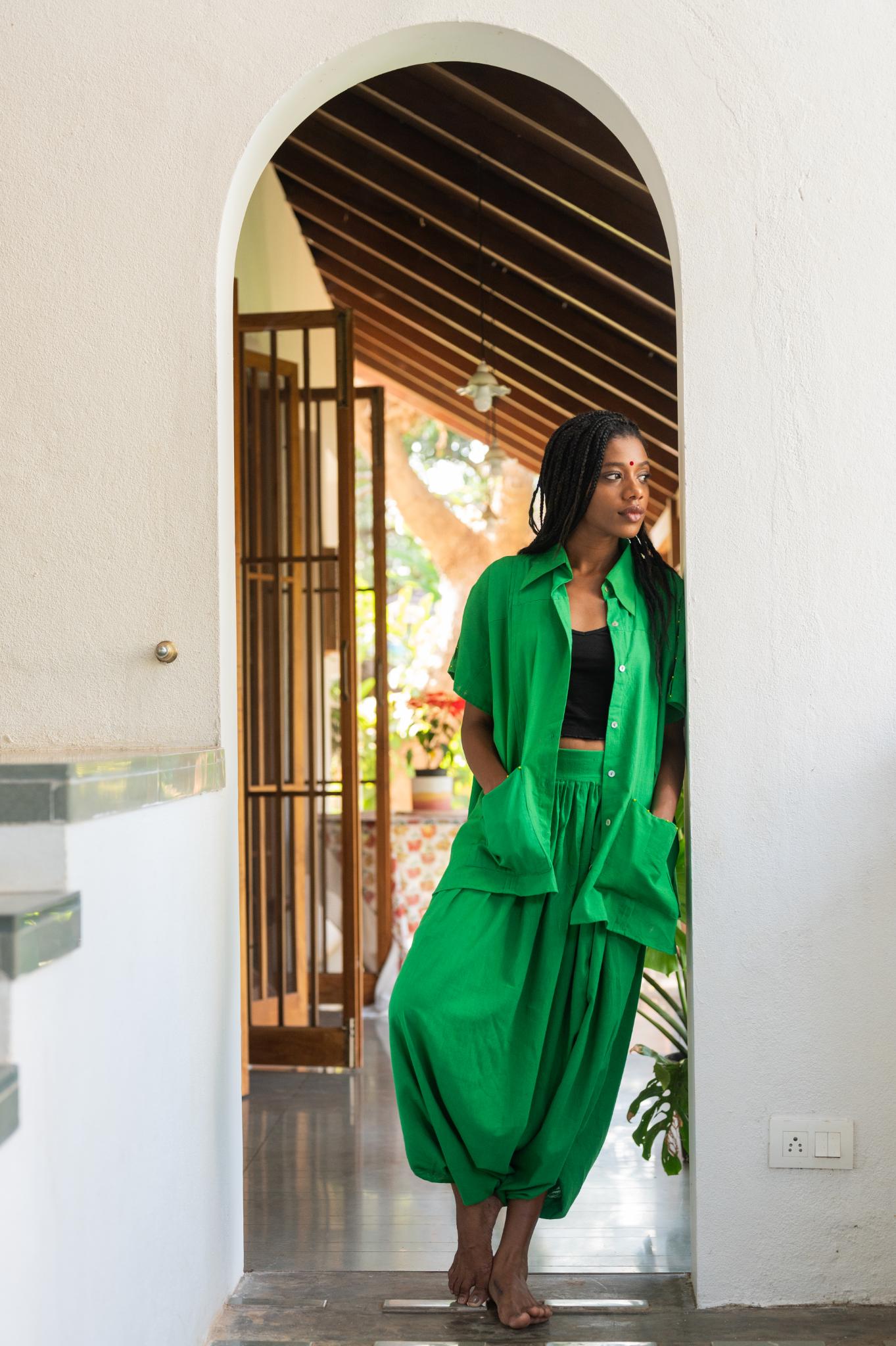 Aastey Green Kaftan Mul Set - CiceroniCo-ord SetPrathaa