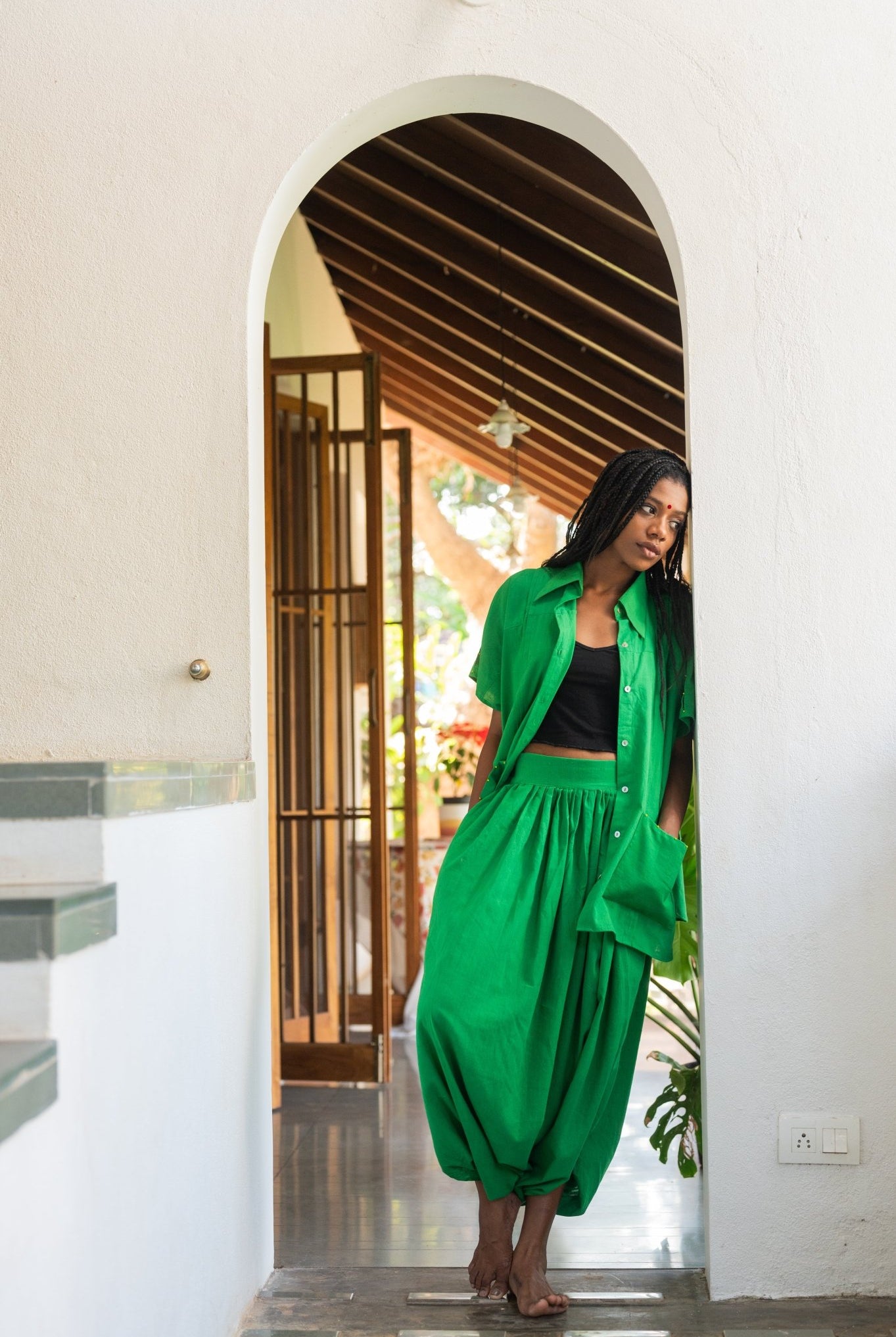 Aastey Green Mul Dhoti - CiceroniDhotiPrathaa