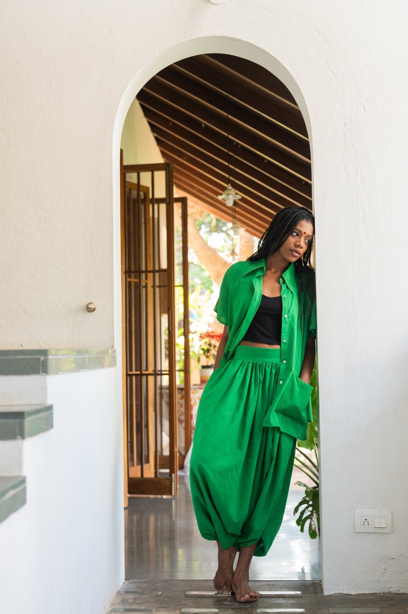 Aastey Green Mul Dhoti - CiceroniDhotiPrathaa