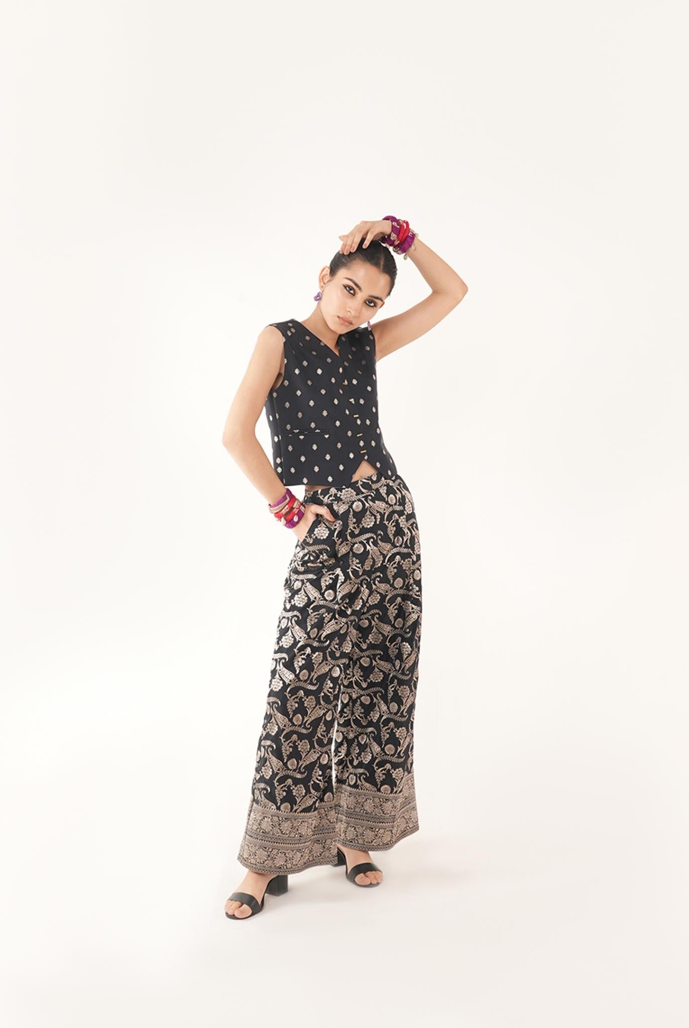 Amyra Black Silk Waist Coat And Pant Set - CiceroniCo-ord SetShriya Singhi