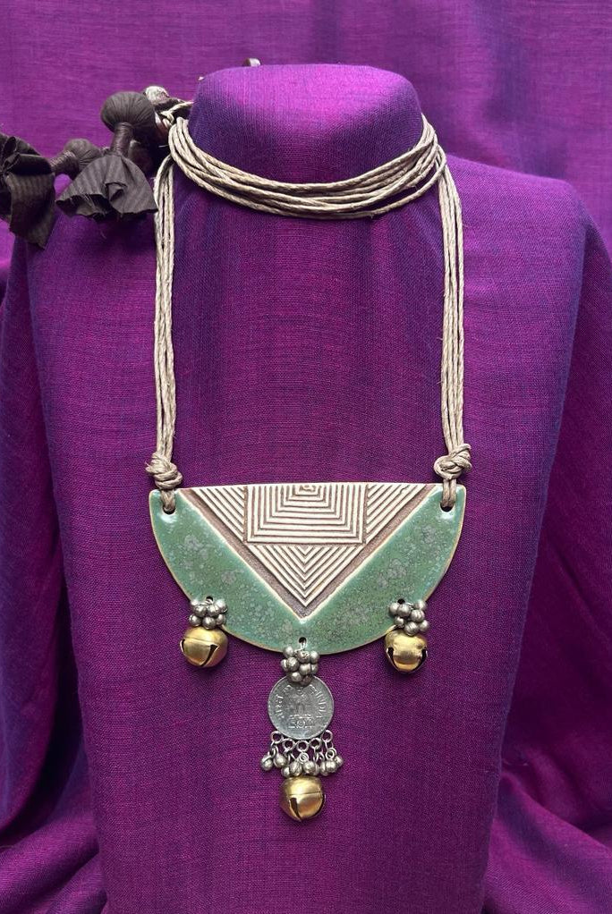 Ardh Vratt Neckpiece - Sea Green - CiceroniNeckpieceChaakmaati