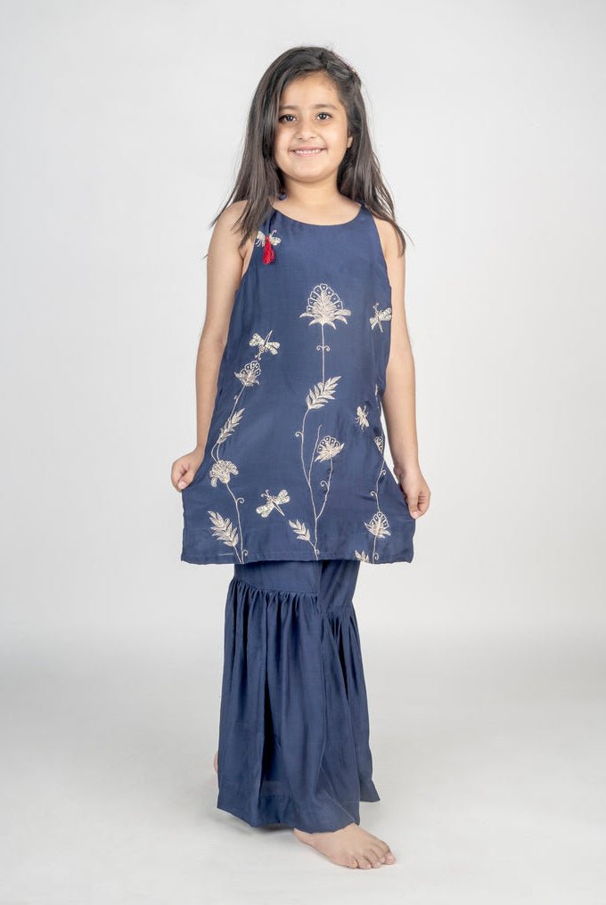 Baagh Hand Embroidered Navy Blue Kurta Set - CiceroniKurta Set, Festive wearMr. Brat