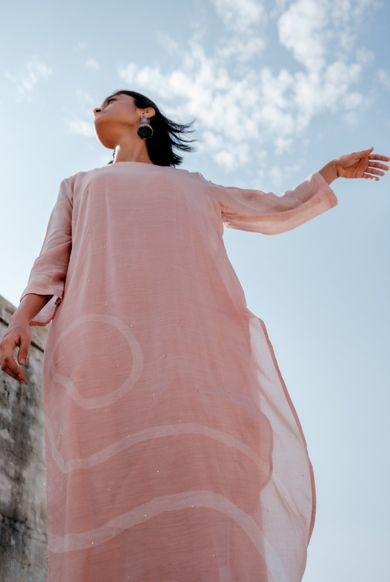 Baby Pink Arsa Kurta with Pants - CiceroniNirjara