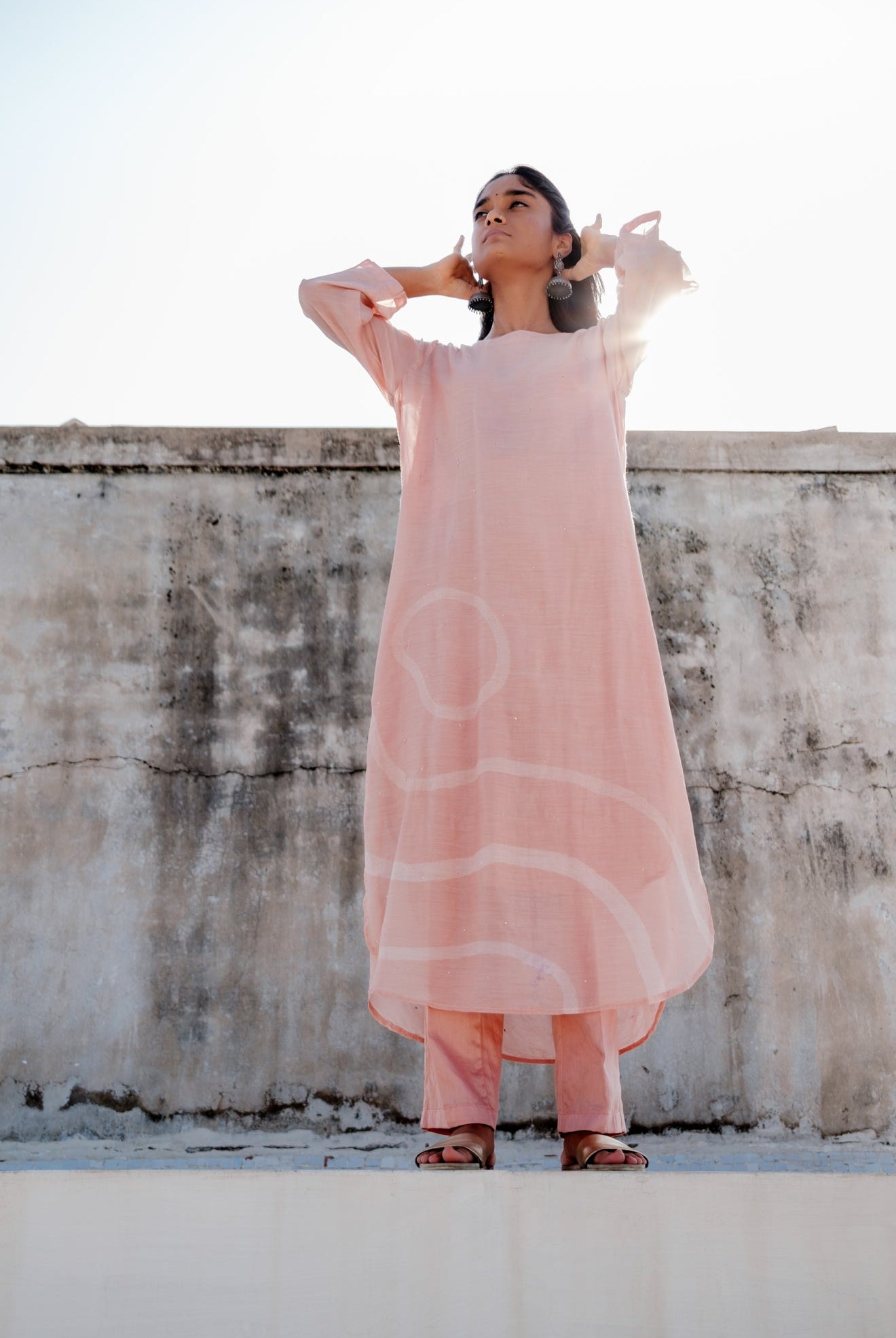 Baby Pink Arsa Kurta with Pants - CiceroniNirjara