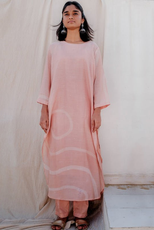 Baby Pink Arsa Kurta with Pants - CiceroniNirjara