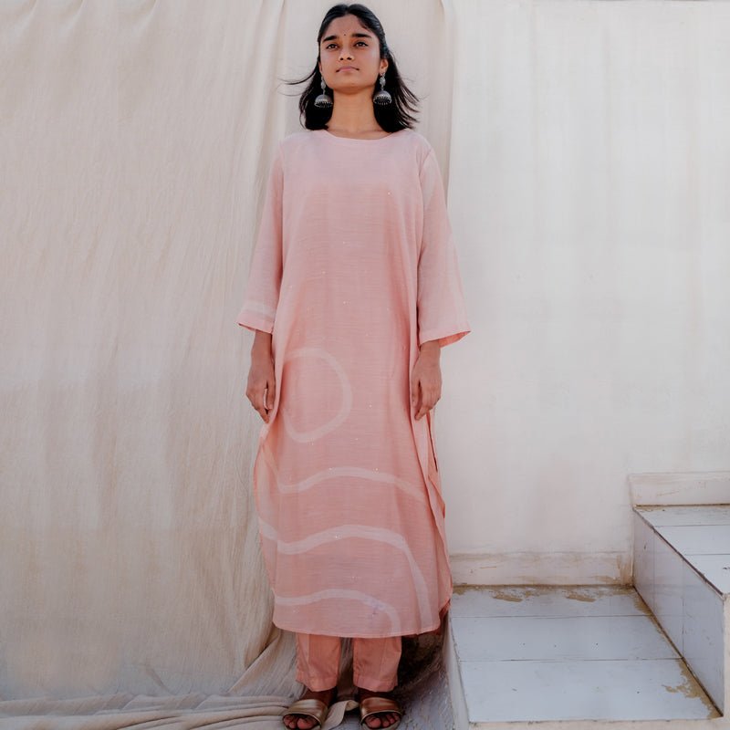 Baby Pink Arsa Kurta with Pants - CiceroniNirjara