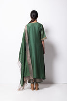 Beryl Green Chanderi Silk Kurta Set with Dupatta - CiceroniBhavik Shah