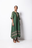 Beryl Green Chanderi Silk Kurta Set with Dupatta - CiceroniBhavik Shah