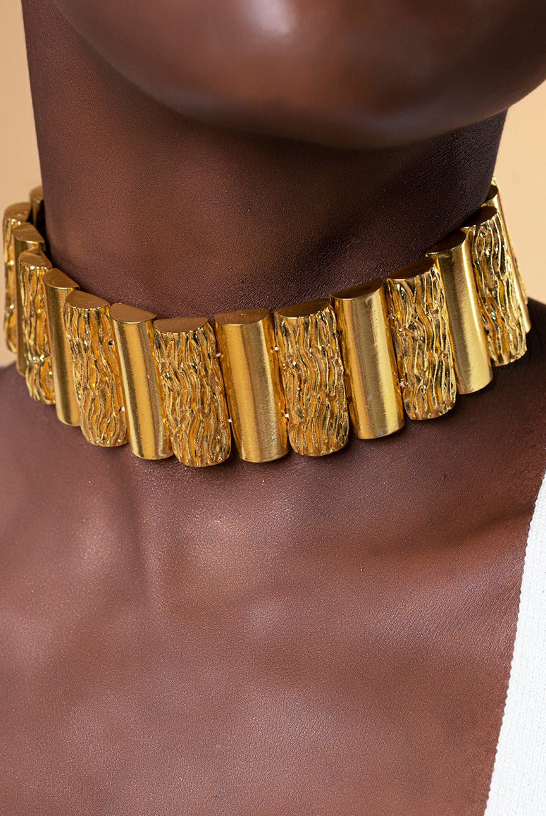 Binary Logs Necklace - Gold Tone - CiceroniNeckpieceEquiivalence