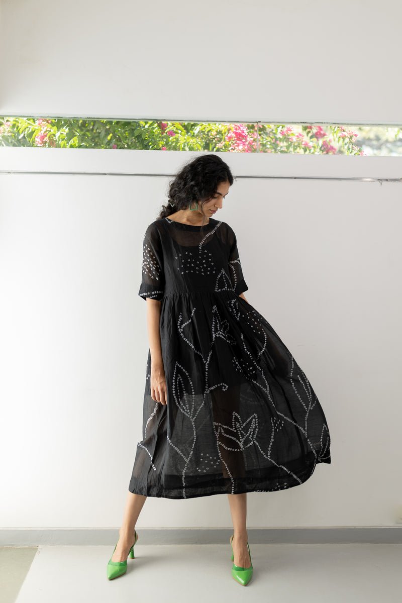 Black Bandhani Dress - CiceroniDressesSilai Studio