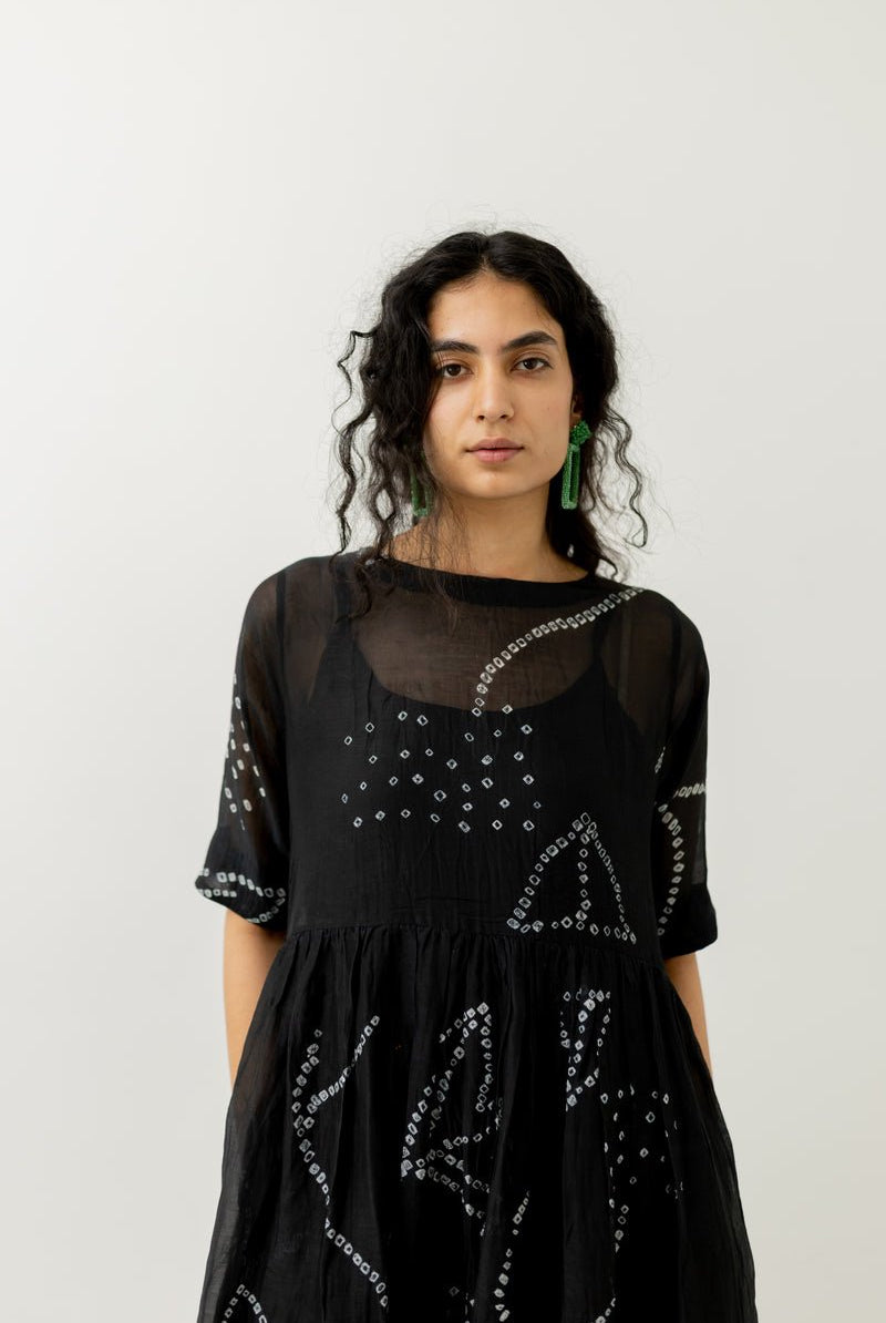 Black Bandhani Dress - CiceroniDressesSilai Studio