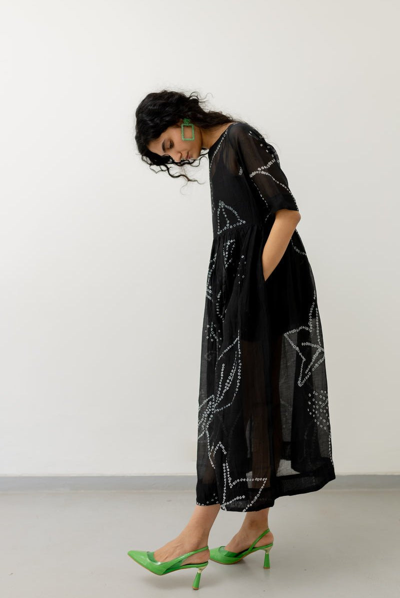 Black Bandhani Dress - CiceroniDressesSilai Studio