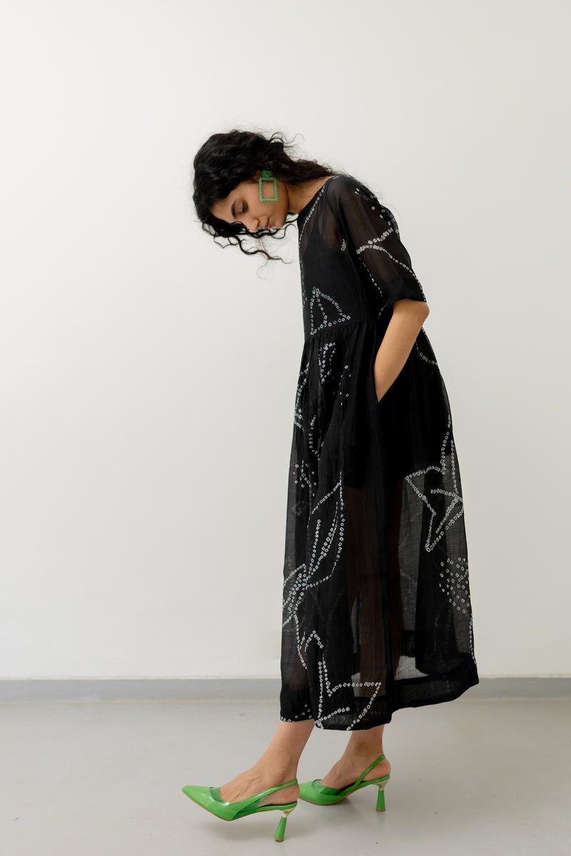 Black Bandhani Dress - CiceroniDressesSilai Studio