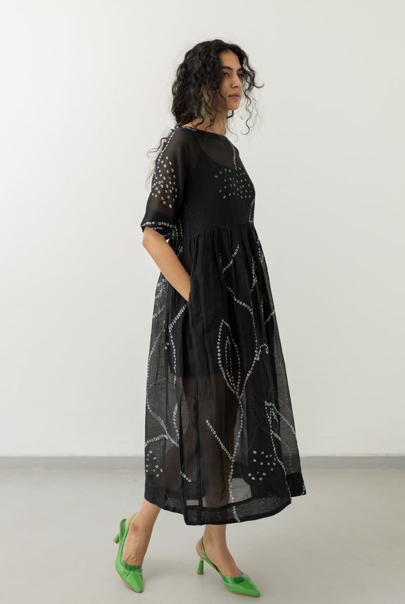 Black Bandhani Dress - CiceroniDressesSilai Studio