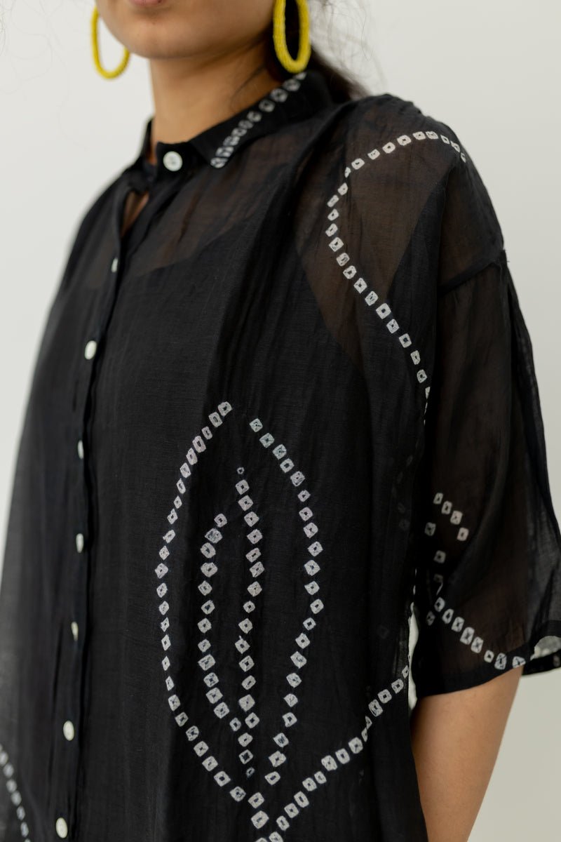 Black Bandhani Tunic - CiceroniTunicsSilai Studio