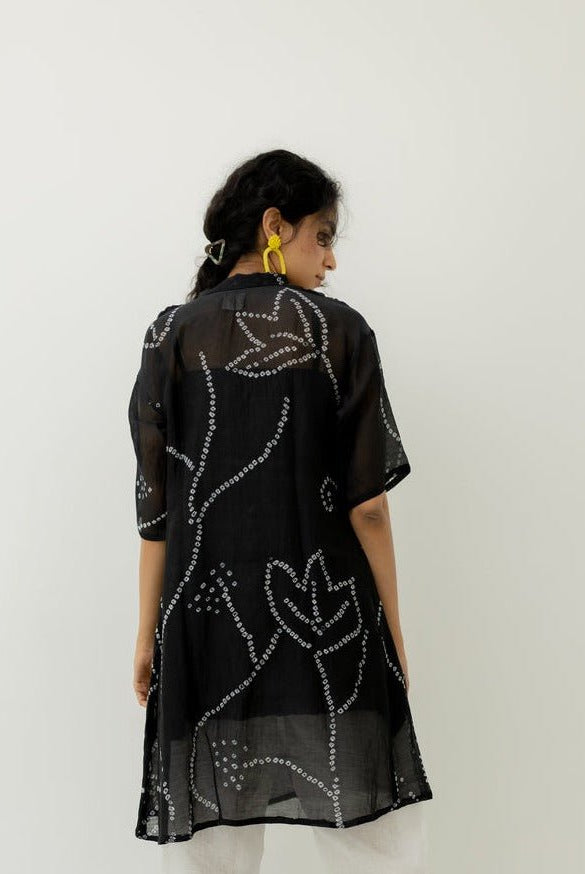 Black Bandhani Tunic - CiceroniTunicsSilai Studio