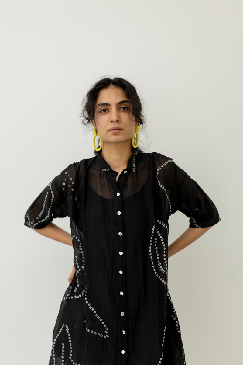 Black Bandhani Tunic - CiceroniTunicsSilai Studio