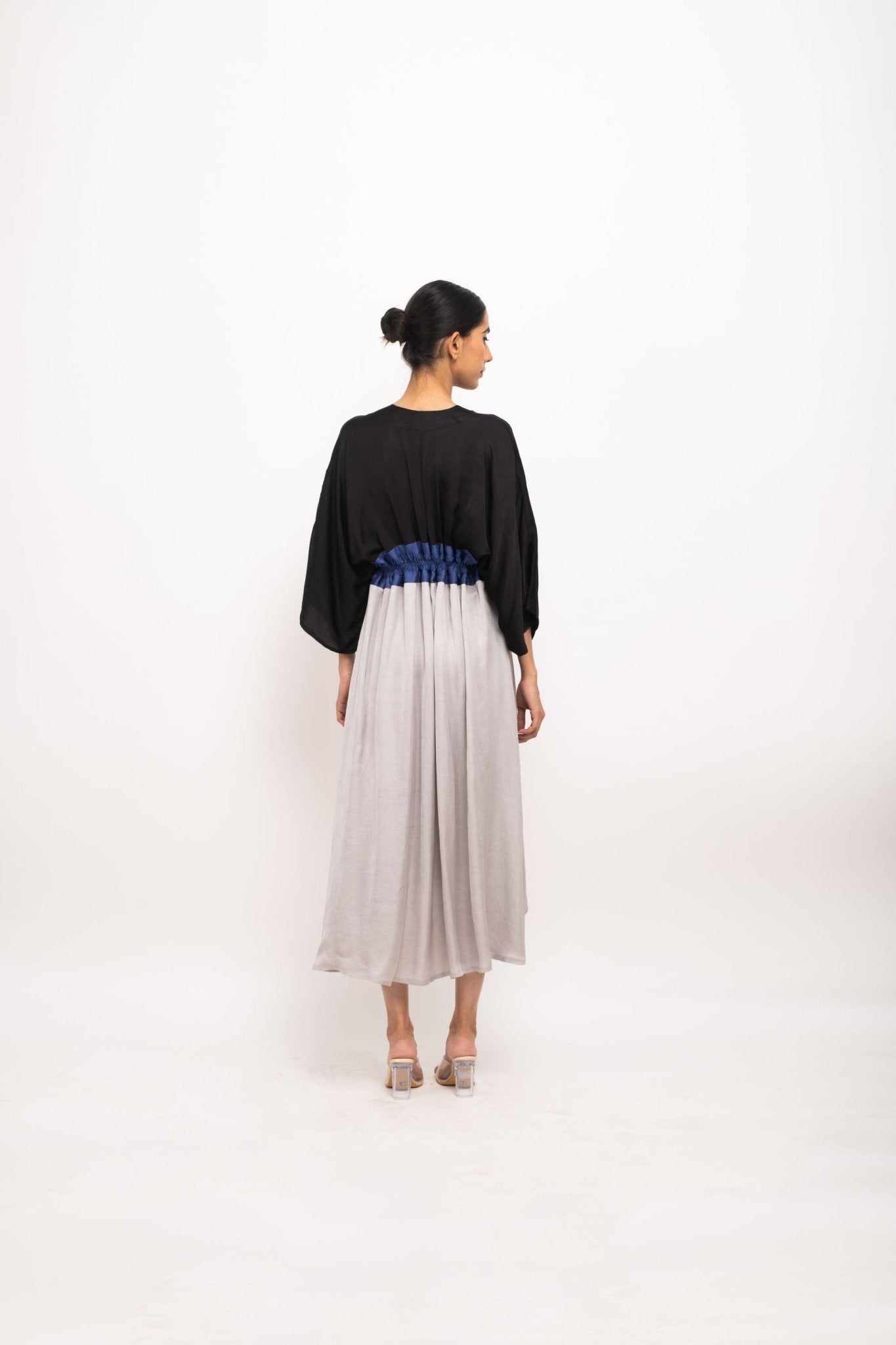 Black-Blue-Grey High Low Cape - CiceroniDressNeora