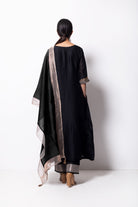 Black Chanderi Silk Kurta Set with Dupatta - CiceroniBhavik Shah