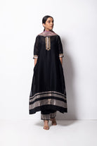 Black Chanderi Silk Kurta Set with Dupatta - CiceroniBhavik Shah