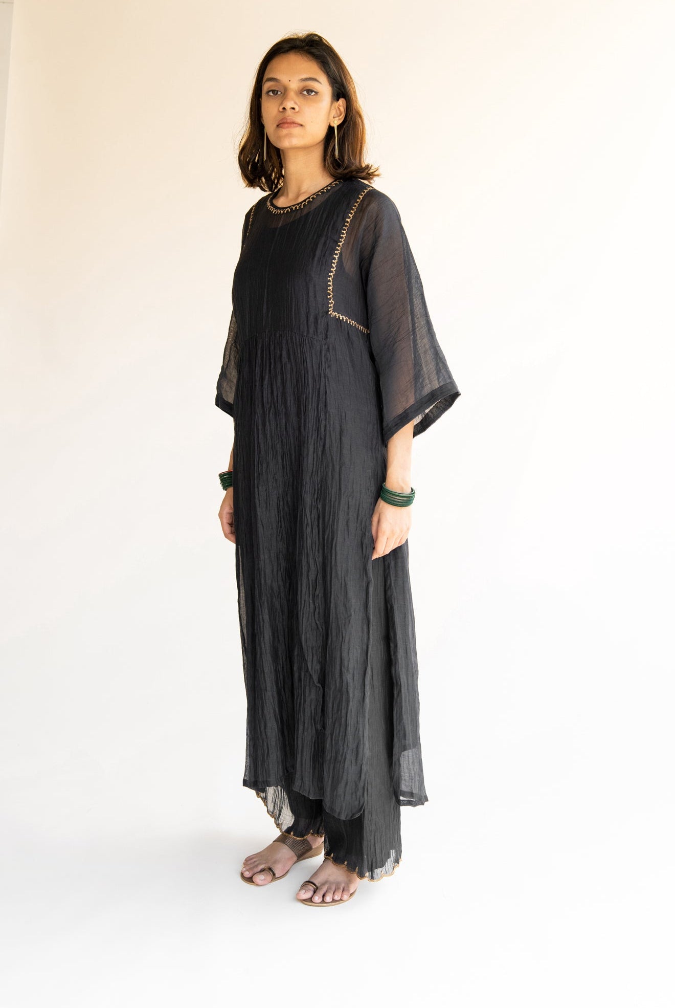 Black Kaftan Kurta Set - CiceroniNirjara